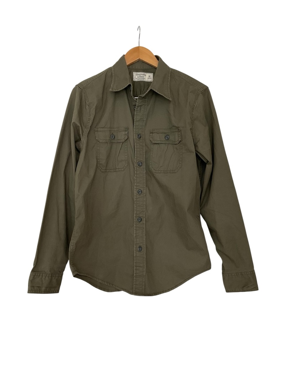 Abercrombie Fitch Shirt Mens Medium Green Button Up Military